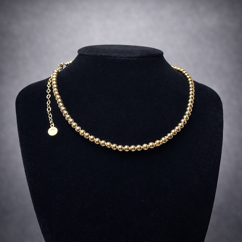 Mayamar - 24K Elegant Gold Beaded Necklace 18” Adjustable - Picture 2 of 4